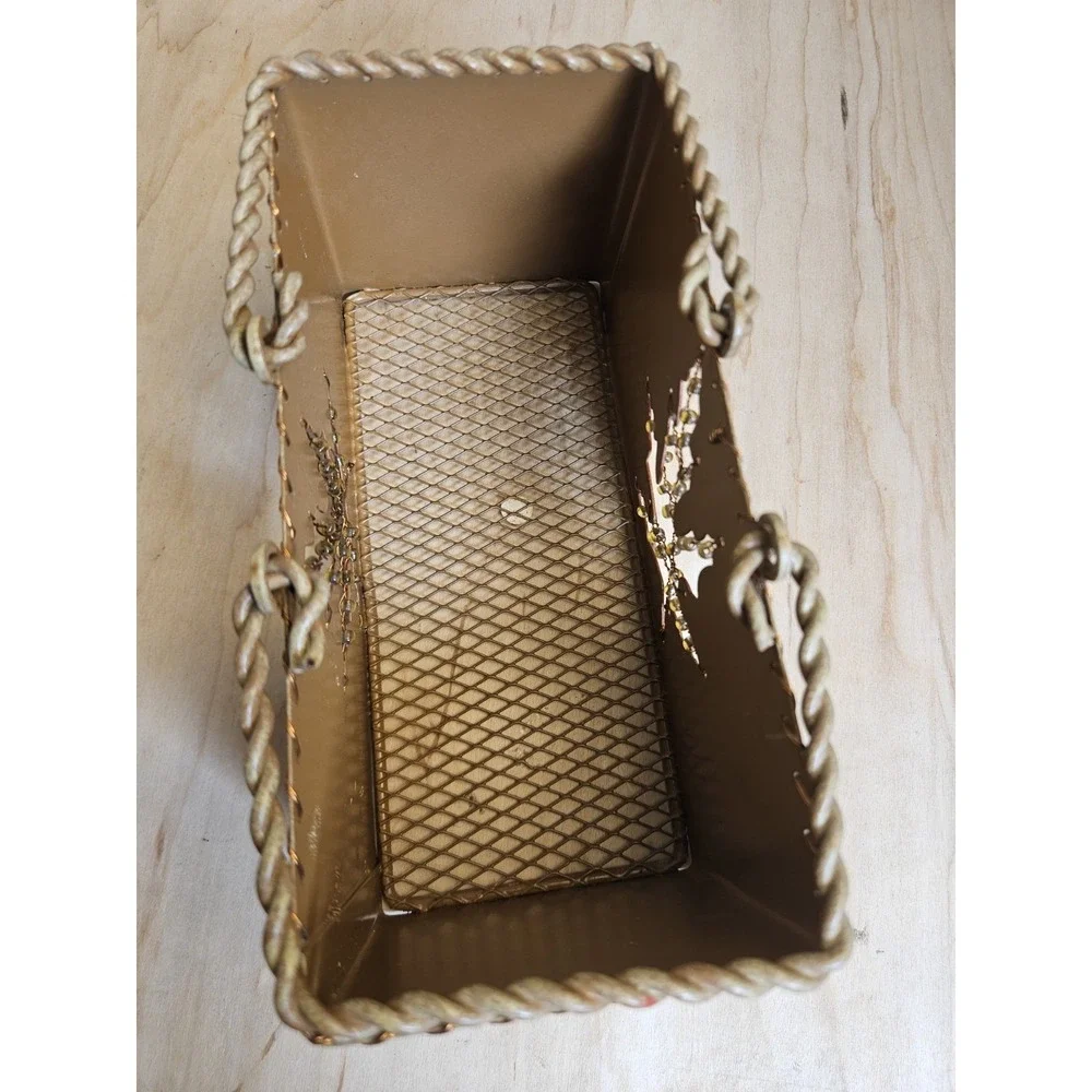 Metal Fall Autumn Leaf Leaves Basket Rustic Harvest Table Decor